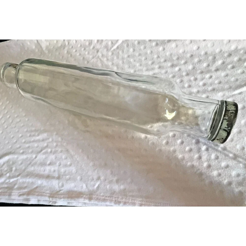 Vintage Roll Rite Clear Glass Rolling Pin w/ Cork Lined Cap
